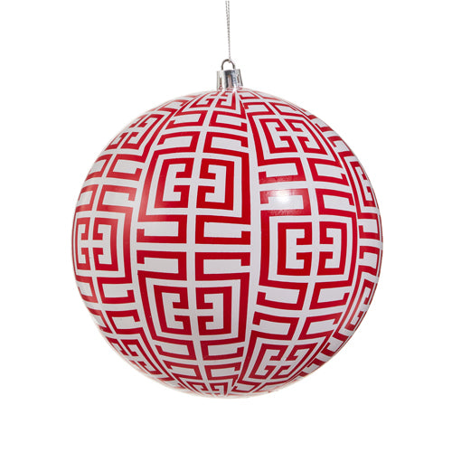 Red Greek Key Ornament, 6"