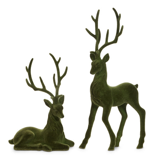 Green Flocked Deer, 24" Set of 2