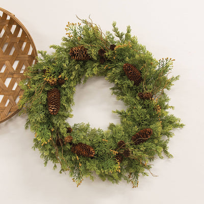 Soft Touch Cedar & Pine Cone Wreath - 24"