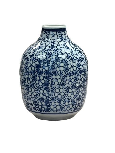 Blue & White Hand-Painted Vase