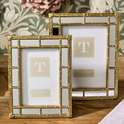 Bamboo Gold Photo Frames with Mirror Edge, 2 Sizes