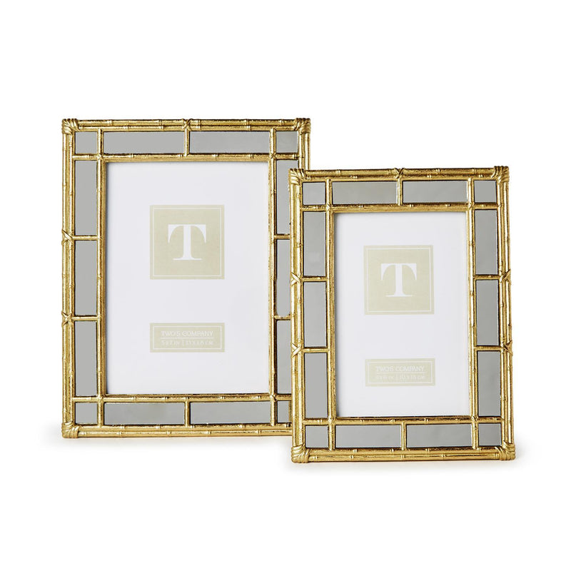 Bamboo Gold Photo Frames with Mirror Edge, 2 Sizes