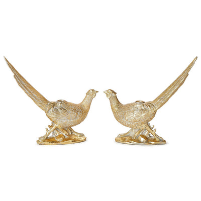 Set of 2 Golden Pheasant Taper Candleholders