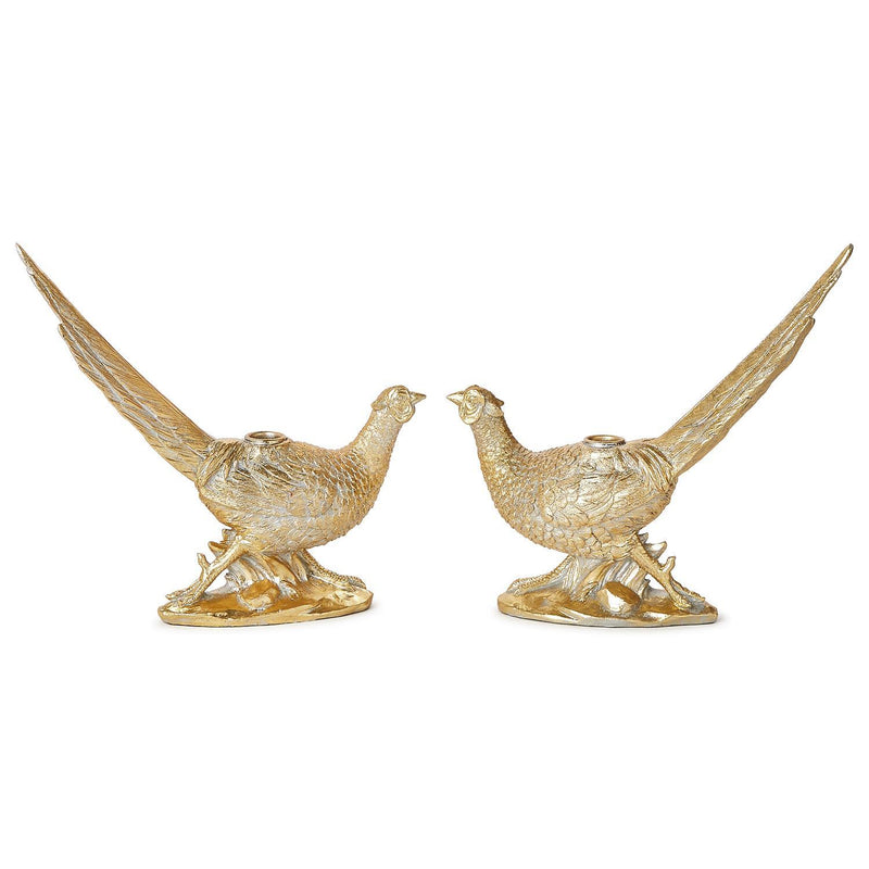Set of 2 Golden Pheasant Taper Candleholders