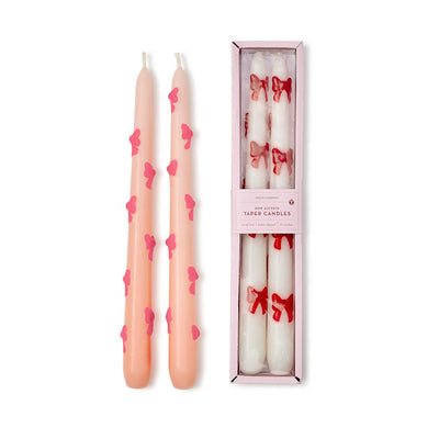 Bow Accent Taper Candles, Set of 2, Multiple Color Options