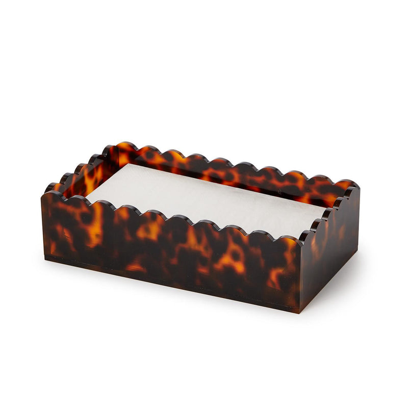 Tortoise Print Scalloped Edge Acrylic Guest Towel / Utensil Napkin Holder - Acrylic