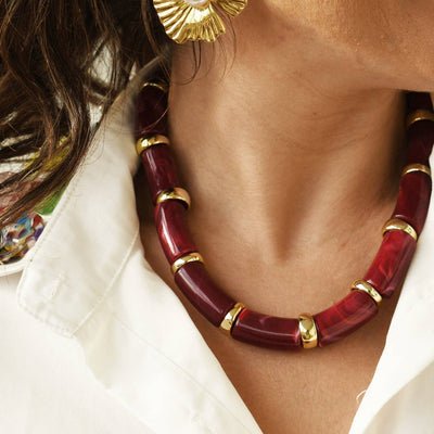 No Doubt About It Chunky Necklace: Maroon