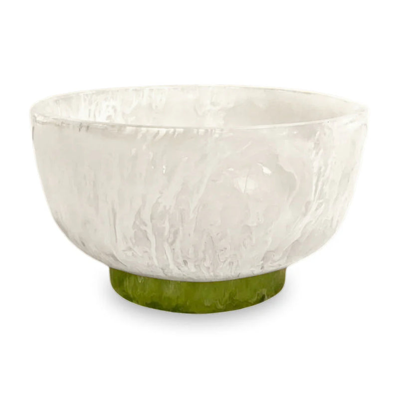 RESIN Rio Small Bowl with Base- White/Green