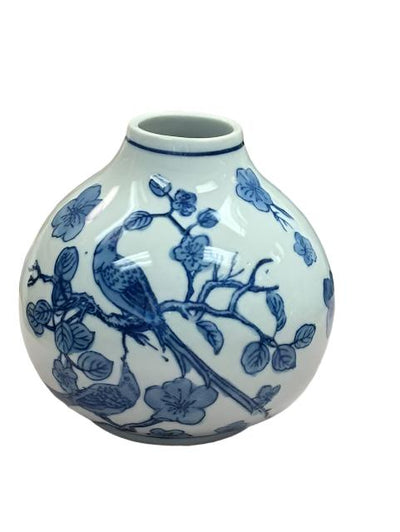 Blue & White Hand-Painted Vase