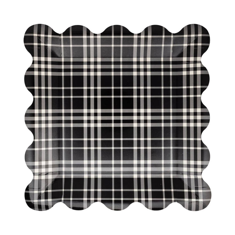 Falloween Plaid Scalloped Square Paper