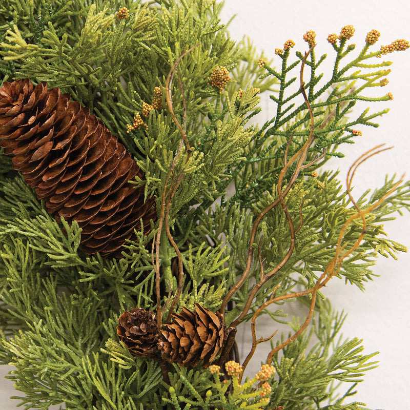 Soft Touch Cedar & Pine Cone Wreath - 24"