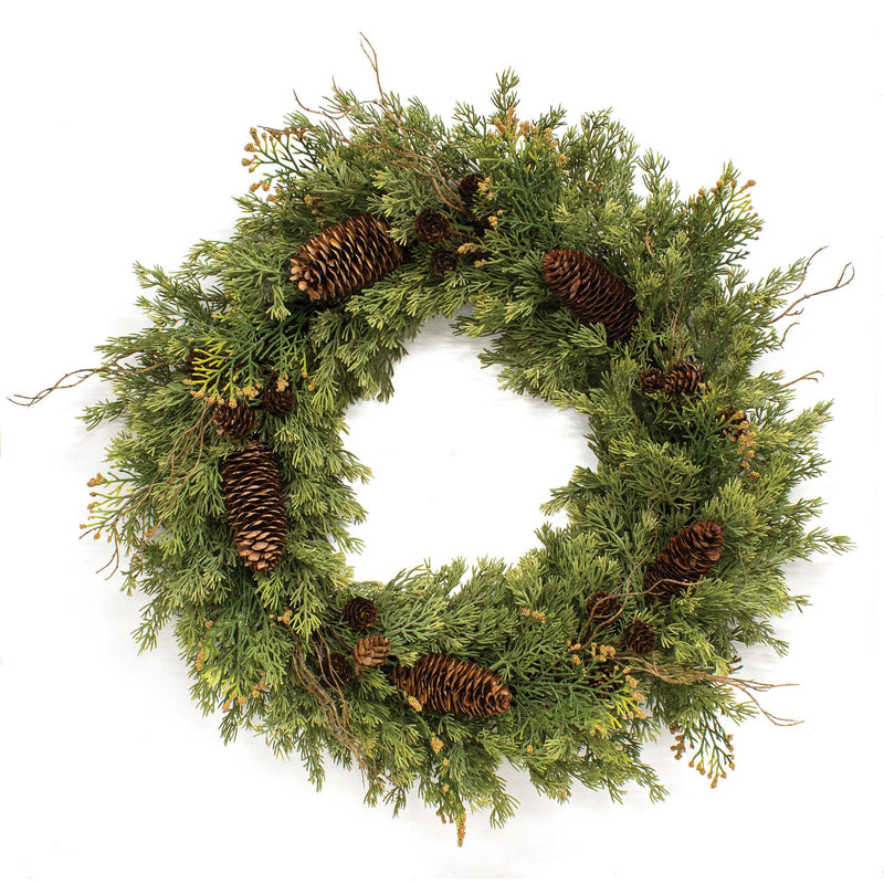 Soft Touch Cedar & Pine Cone Wreath - 24"