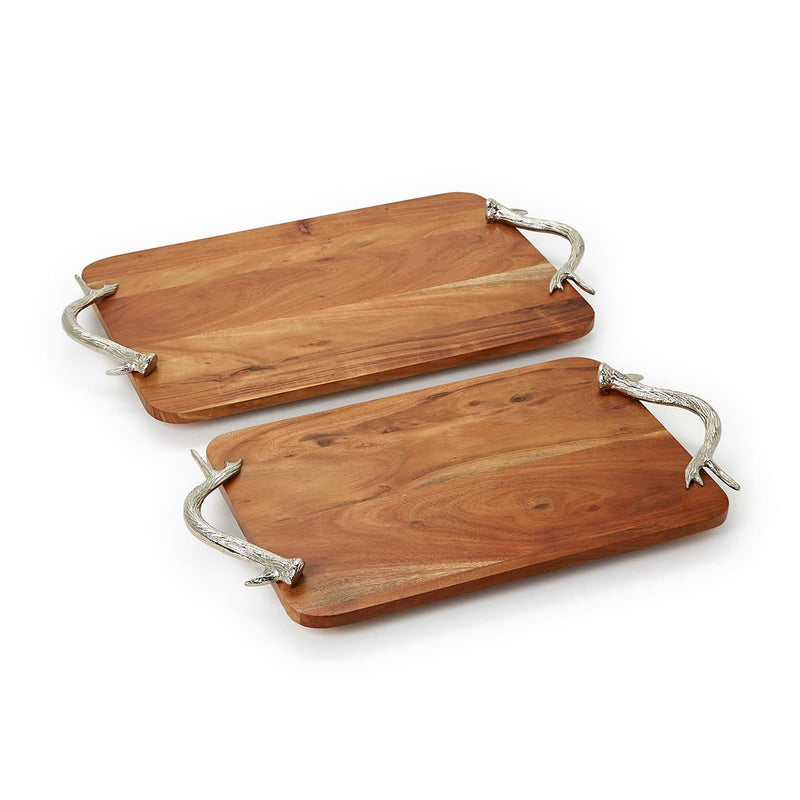 Charcuterie Serving Boards with Silver Antler Handles