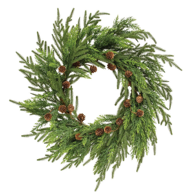 Soft Needle Pine & Cones Wreath - 24"