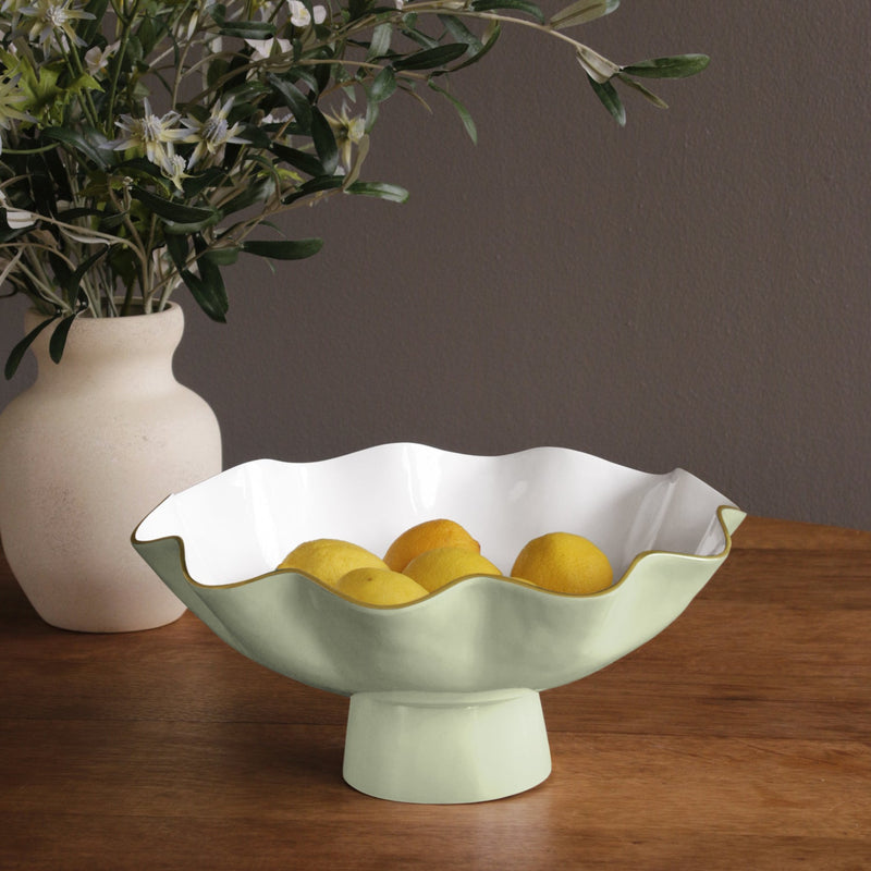 Encanto Carola Large Pedestal, Pistachio & White