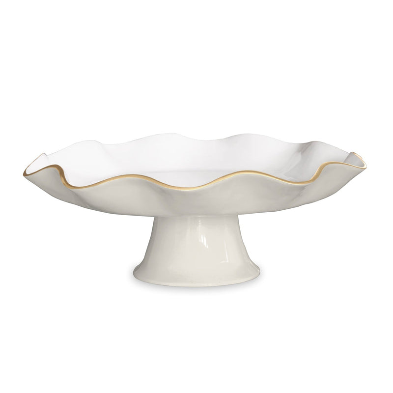 Encanto Carola Pedestal Cake Plate, Cream & White