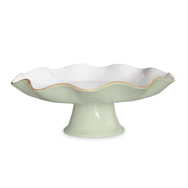Encanto Carola Pedestal Cake Plate, Pistachio and White