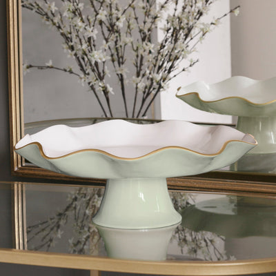 Encanto Carola Pedestal Cake Plate, Pistachio and White