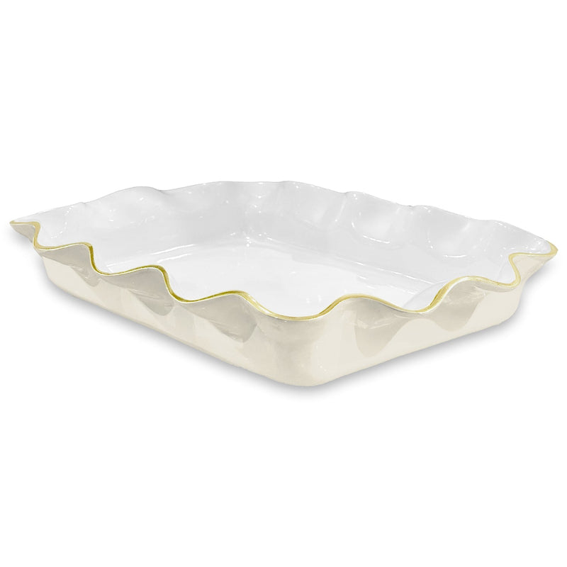 Encanto Carola Rectangle Casserole Holder, Cream & White