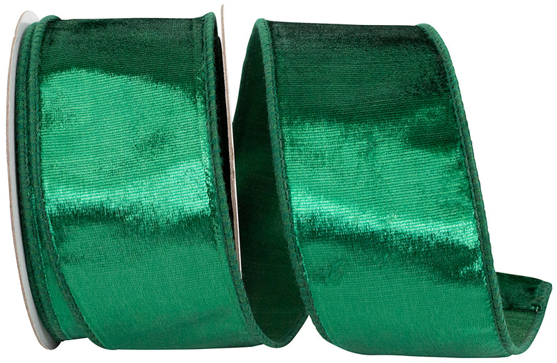 Designer Plush Velvet Elite Wired Ribbon - Emerald - More Sizes