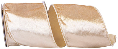 Designer Plush Velvet Elite Wired Edge Ribbon, Champagne, More Sizes