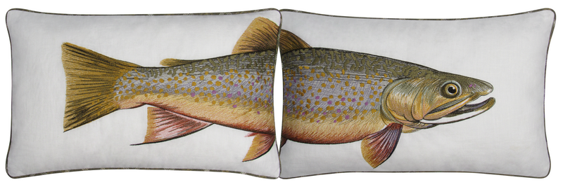 Brook Trout Embroidered Pillow Set