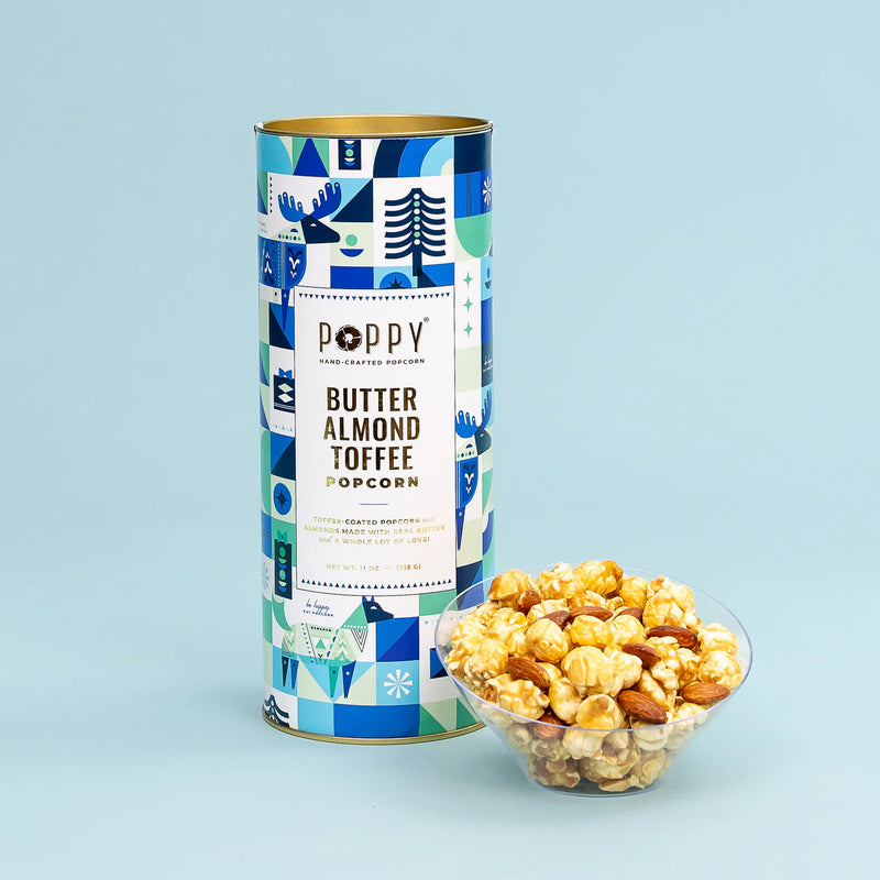 Butter Almond Toffee Popcorn Holiday Cylinder