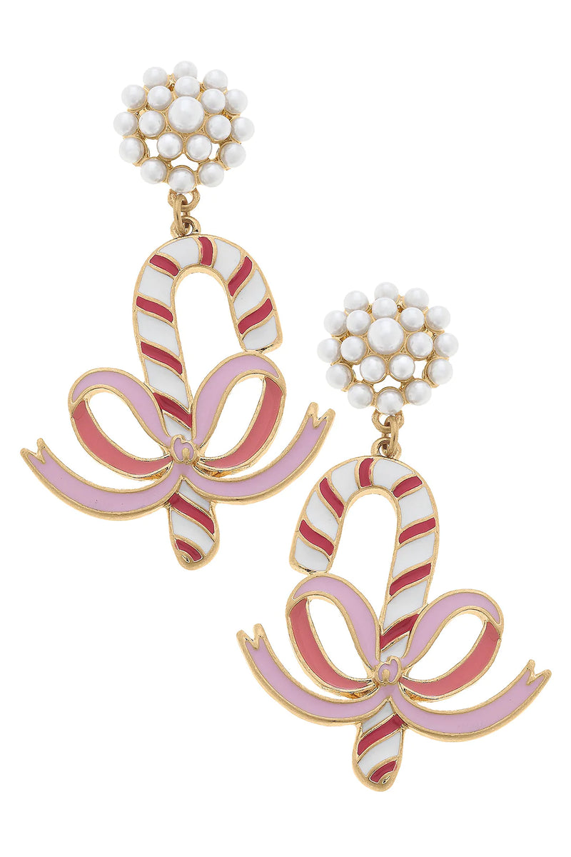 Candy Cane & Bow Earrings