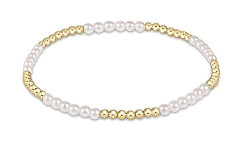 Classic Blissful Pattern 2.5mm Bead Bracelet- 3mm Pearl