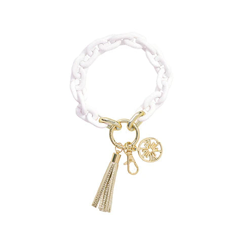 Chain Keychain- White/Gold