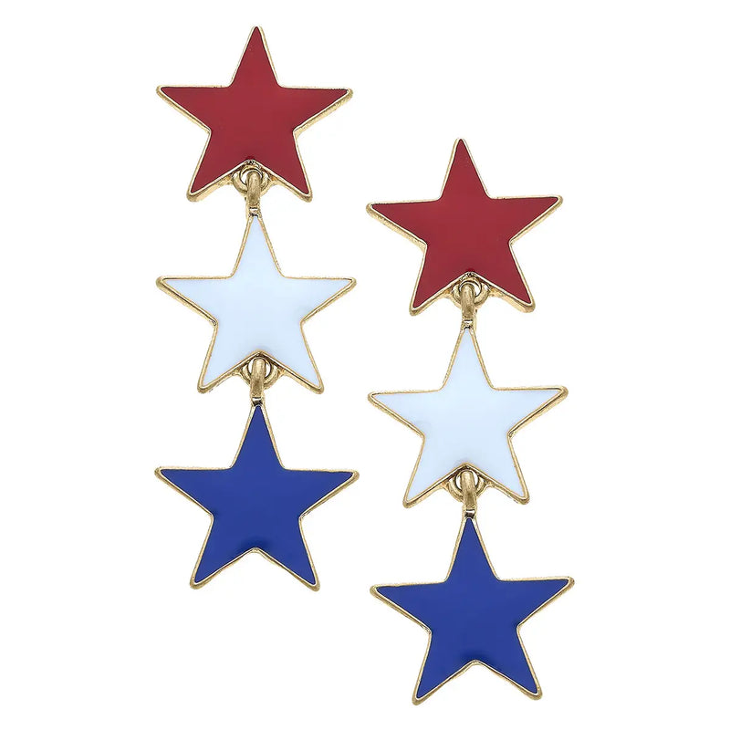 Americana Enamel Stars Earrings