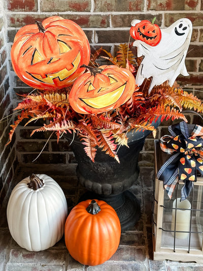 Beck's Orange Jack-O-Lanterns, Set of 2 Stakes/Hangers