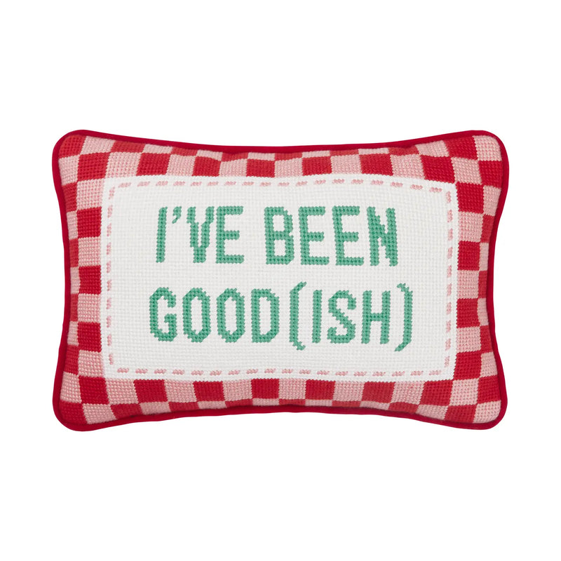 Been Good(ish) Embroidered Needlepoint Pillow