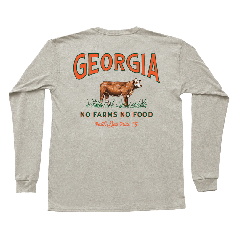 Georgia-No Farms, No Food LS Pocket Tee-Oatmeal