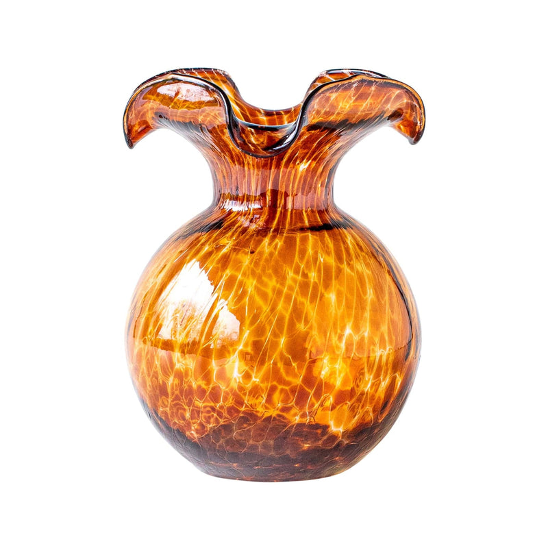 Hibiscus Glass Brown Tortoiseshell Small Fluted Vase