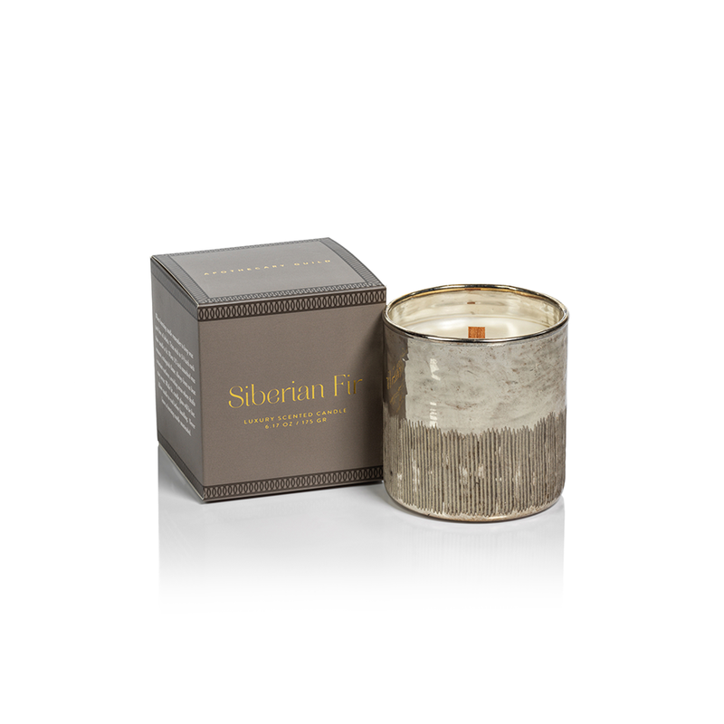 Siberian Fir Scented Antique Gold Candle with Gift Box