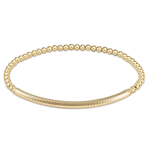 Bliss Bar Gold Pattern 3mm Bead Bracelet- Gold