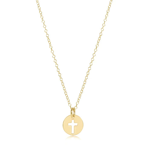16" Necklace Gold- Blessed Gold Disc