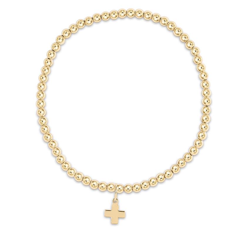 EXTENDS Classic Gold 3mm Bead Bracelet - Signature Cross Gold Charm