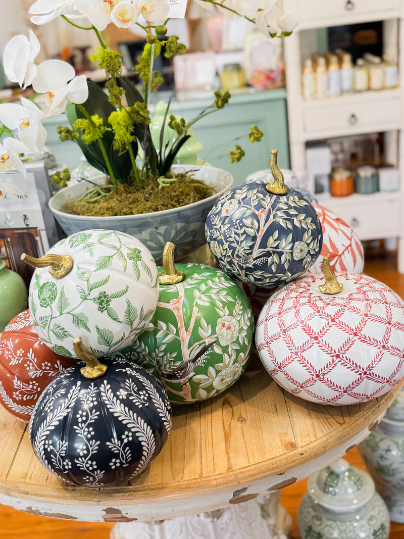 Blue Chinoiserie Pumpkin, Small