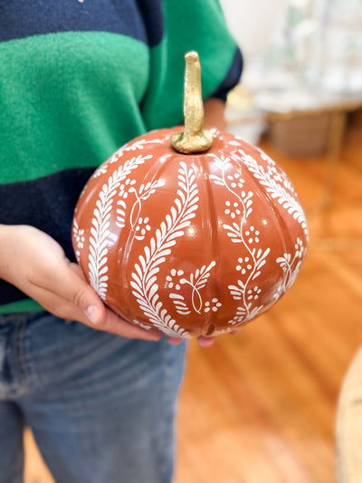 Rusty Red Pumpkin with Vine, Small