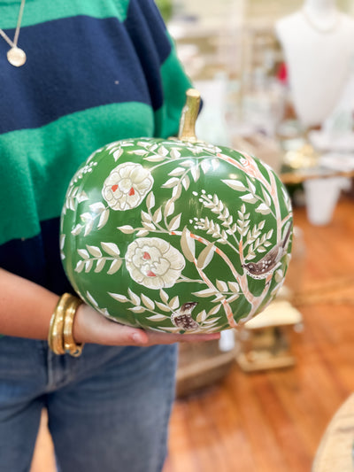 Moss Green Chinoiserie Pumpkin, Medium