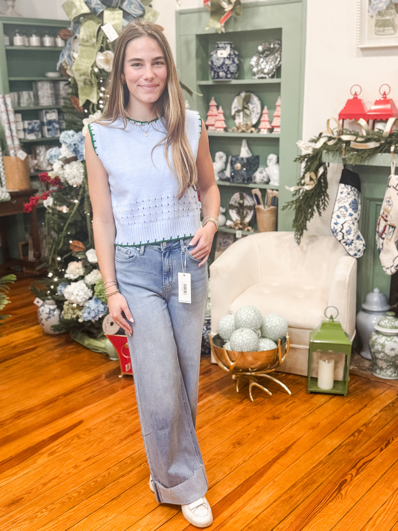 Cuff Hem Straight Jeans