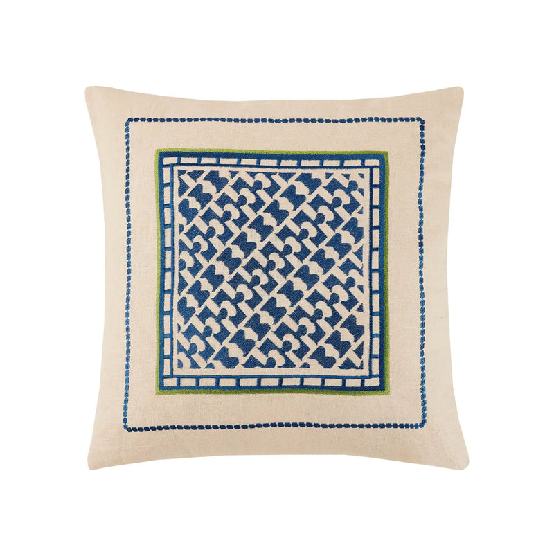 Montecito Blue Embroidered Pillow