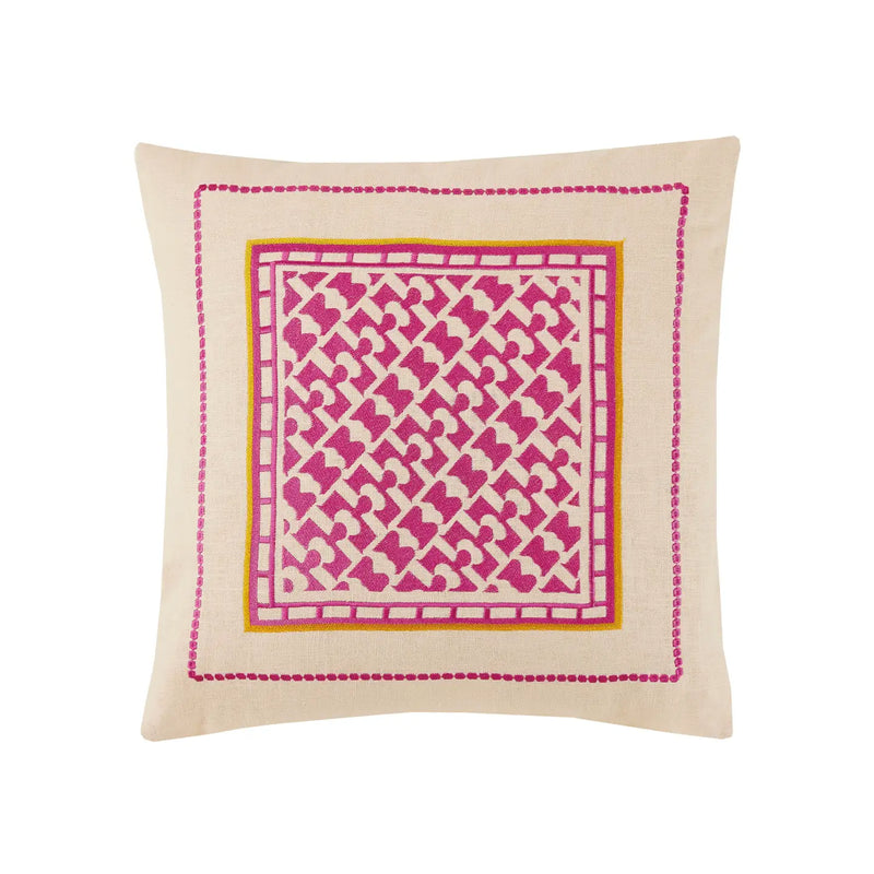 Mentecito Pink Embroidered Pillow