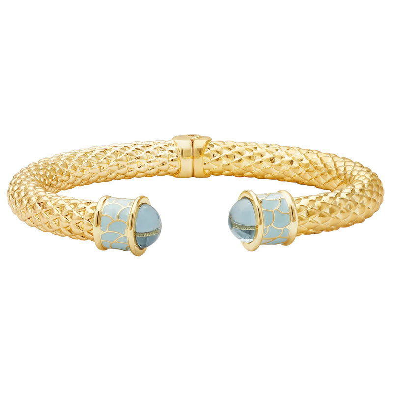 Minoan Torque Aquamarine & Gold Bangle