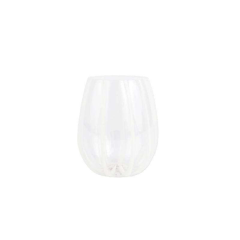 Nuovo Stripe White Stemless Wine Glass
