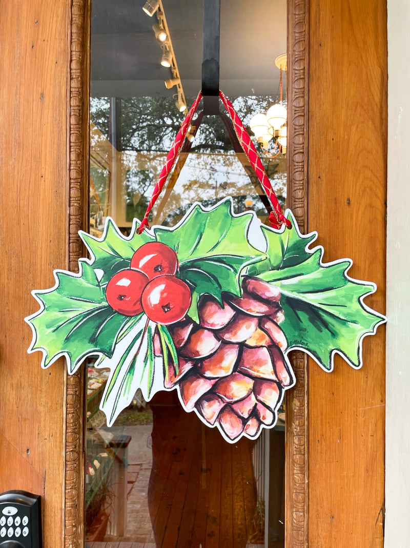 Holiday Pinecone Door Hanger