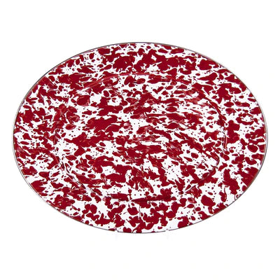 Red Swirl Oval Platter