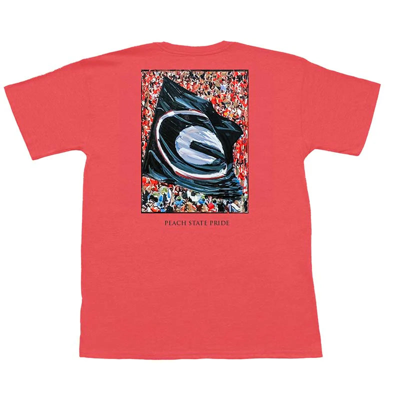 Sanford Stadium Flag SS Pocket Tee-Nantucket Red